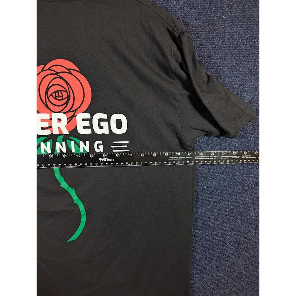 Alter Ego Running Rose Graphic T-Shirt Mens XL Black Red Floral Performance Tee - Picture 6 of 7